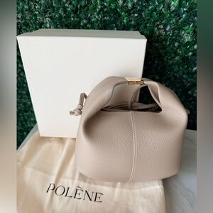 Polene Taupe Beri Leather Handbag Crossbody